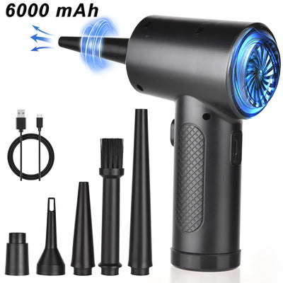 Compressed Air Duster for Computers Protable Cordless Air Blower Computer Cleaning with LED Light for PC Keyboard Crumbs Car